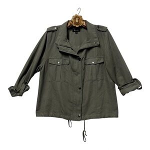 Becaal Olive Green Drawstring Waist Military Utility Jacket Women’s Large
